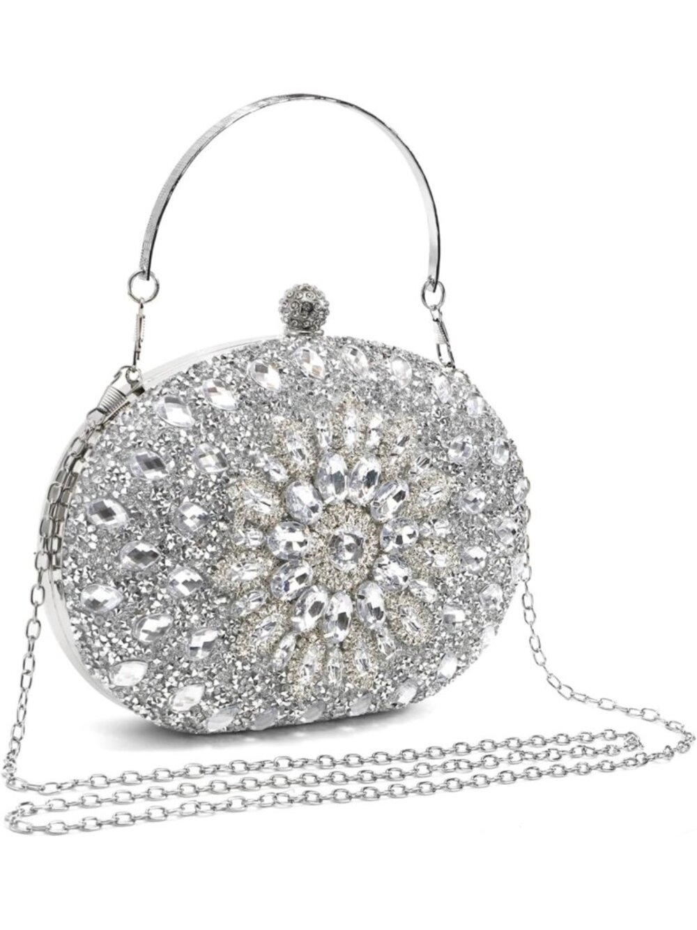 Sparkly Silver Rhinestone Clutch Purse for Women | Elegant Evening Bag